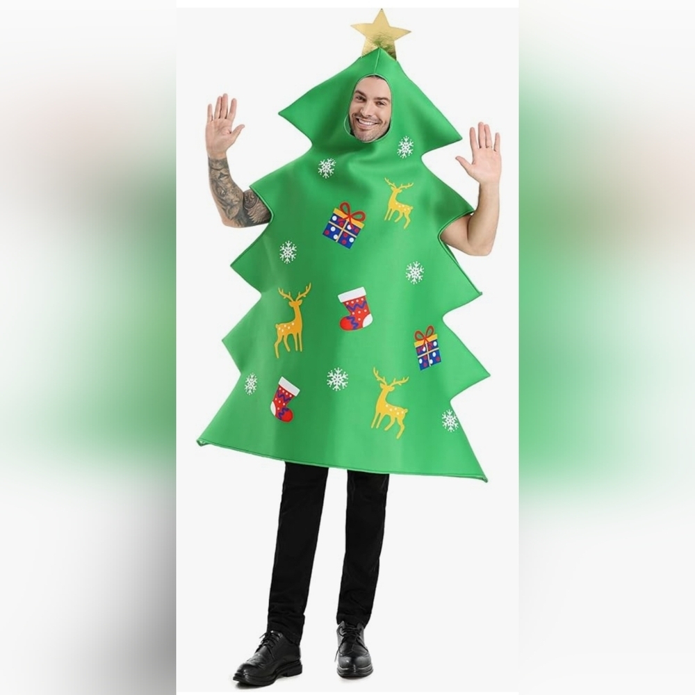 New Seasons Adult Unisex Christmas Tree Costume, Funny Tree Cosplay